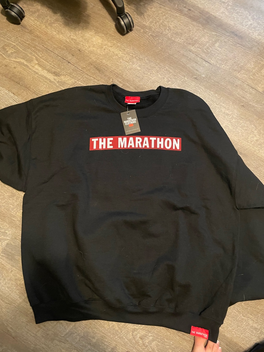 The Marathon Clothing Black Sweatshirt with Red Logo